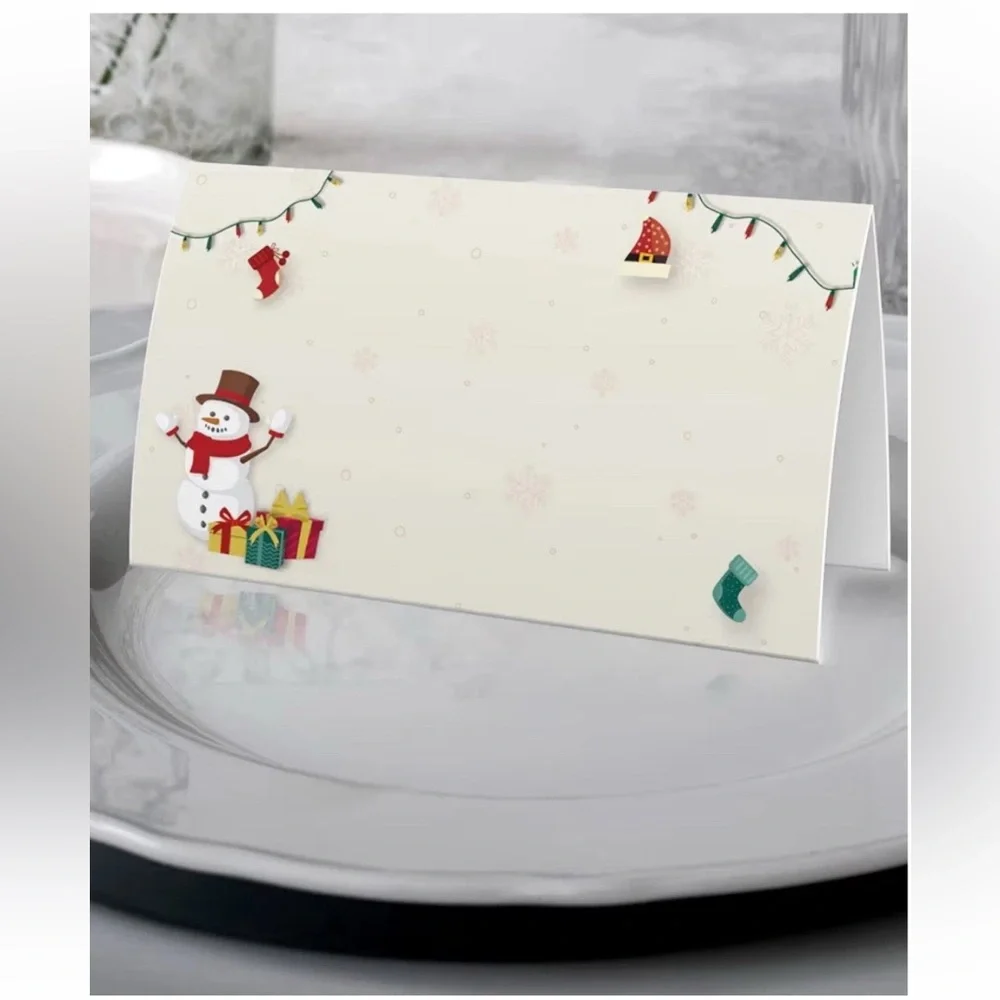 25 Pack Christmas Table Placement Cards /Food Tent Labels Holiday Party Gift